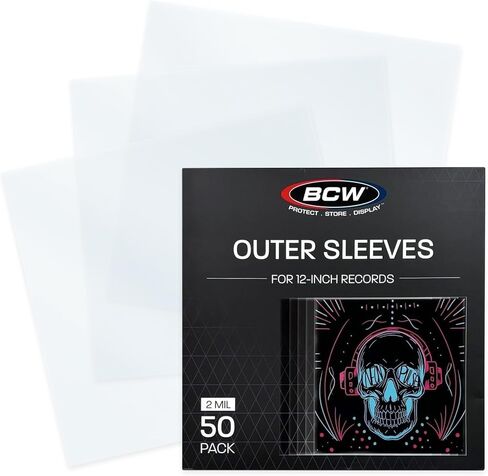 أكمام قياسية من بي سي دبليو 4 مل (12 بوصة) - 50 قيراط | واقيات ألبوم فينيل بولي بروبيلين شفافة لمدة 33 1/3 دورة في الدقيقة | جودة أرشيفية، خالية من الأحماض | أكمام خارجية ممتازة لتخزين مجموعة الفينيل الخاصة بك in Kuwait