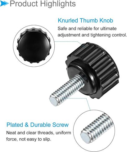 Knurled Clamping Knobs, M4 x 14mm Male Thread 16mm Head, Thermoset Plastic Thumb Screw Grip Bolt Knobs Black - (Applications: for Lathe Machinery), 9-Pieces in Saudi Arabia