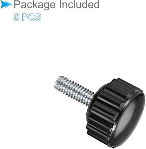 Knurled Clamping Knobs, M4 x 14mm Male Thread 16mm Head, Thermoset Plastic Thumb Screw Grip Bolt Knobs Black - (Applications: for Lathe Machinery), 9-Pieces in Saudi Arabia