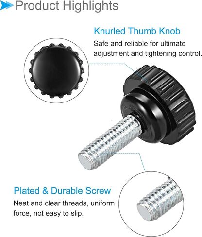 Knurled Clamping Knobs, M4 x 14mm Male Thread 16mm Head, Thermoset Plastic Thumb Screw Grip Bolt Knobs Black - (Applications: for Lathe Machinery), 9-Pieces in Saudi Arabia
