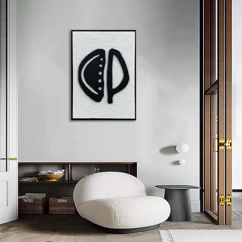 Slyart Handmade Black and White Canvas Wall Art Black Aluminum Alloy Framed Modern Abstract Sea Wave Paintings on Canvas Quartz Sand Texture Artwork for Living Room Bedroom Wall Decor in Saudi Arabia