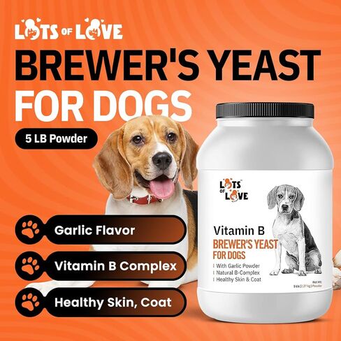 Brewer's Yeast Powder for Dogs - Garlic Flavoring, Vitamin B, Natural B-Complex, Niacin & Healthy Skin & Coat (5 Pounds) in Saudi Arabia