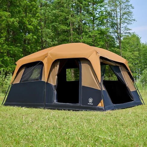 EVER ADVANCED 10 Person Camping Blackout Tent, Multi Room Tent for Family, Portable Family Cabin Tent for Outdoor Large Tents with Rainfly and Carry Bag, 2 Doors, Water-Resistant, 14ft x 10ft x 84in in Saudi Arabia