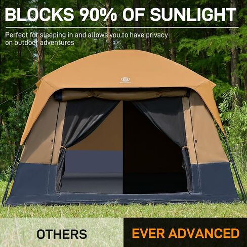 EVER ADVANCED 10 Person Camping Blackout Tent, Multi Room Tent for Family, Portable Family Cabin Tent for Outdoor Large Tents with Rainfly and Carry Bag, 2 Doors, Water-Resistant, 14ft x 10ft x 84in in Saudi Arabia