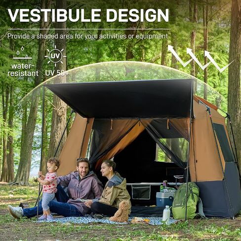 EVER ADVANCED 10 Person Camping Blackout Tent, Multi Room Tent for Family, Portable Family Cabin Tent for Outdoor Large Tents with Rainfly and Carry Bag, 2 Doors, Water-Resistant, 14ft x 10ft x 84in in Saudi Arabia