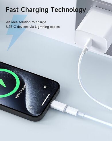 ZOOAUX 2 Pack Lightning إلى USB C محول لـ iPhone 16/16 Pro/16 Pro Max/16 Plus/15/15 Pro/15 Pro Max/15 Plus، Samsung، iPad Air، يدعم الشحن السريع ونقل البيانات، وليس لسماعات الرأس/ الصوت/وتغ in Kuwait