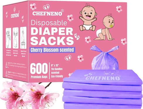 أكياس حفاضات للاستعمال مرة واحدة (600 قيراط) معطرة بأزهار الكرز، مقابض سهلة الربط، أكياس حفاضات معطرة، أكياس نفايات الكلاب للاستعمال مرة واحدة، أكياس نفايات فضلات القطط (زهر الكرز، 600 كيس) in Kuwait