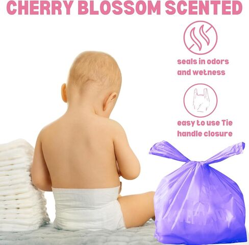 أكياس حفاضات للاستعمال مرة واحدة (600 قيراط) معطرة بأزهار الكرز، مقابض سهلة الربط، أكياس حفاضات معطرة، أكياس نفايات الكلاب للاستعمال مرة واحدة، أكياس نفايات فضلات القطط (زهر الكرز، 600 كيس) in Kuwait