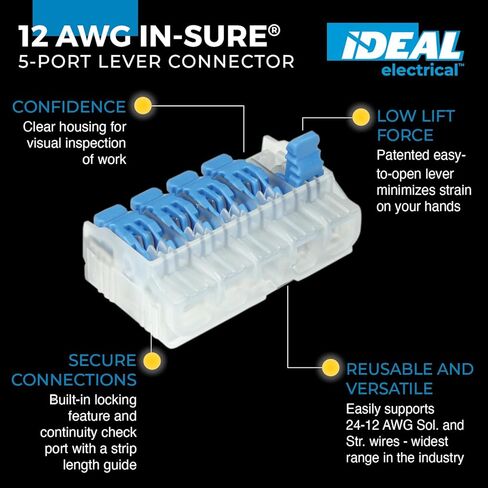 in-Sure Lever Wire Connector 2-Port, 10/Bag in Kuwait