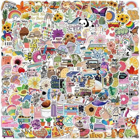 200 Pcs Cute Aesthetic Waterprof Vinyl Anime Stickers Sticker Packs for Kindle Water Bottle Laptop Hard Hat Skateboard Luggage Suitcases Adults Kids Teens in Saudi Arabia