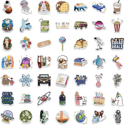 200 Pcs Cute Aesthetic Waterprof Vinyl Anime Stickers Sticker Packs for Kindle Water Bottle Laptop Hard Hat Skateboard Luggage Suitcases Adults Kids Teens in Saudi Arabia