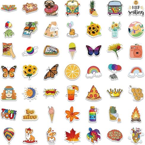 200 Pcs Cute Aesthetic Waterprof Vinyl Anime Stickers Sticker Packs for Kindle Water Bottle Laptop Hard Hat Skateboard Luggage Suitcases Adults Kids Teens in Saudi Arabia