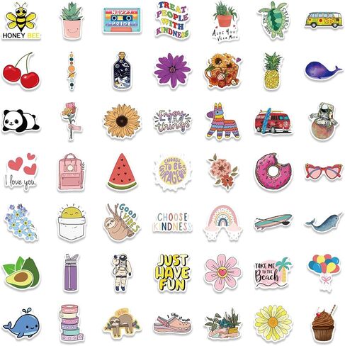 200 Pcs Cute Aesthetic Waterprof Vinyl Anime Stickers Sticker Packs for Kindle Water Bottle Laptop Hard Hat Skateboard Luggage Suitcases Adults Kids Teens in Saudi Arabia
