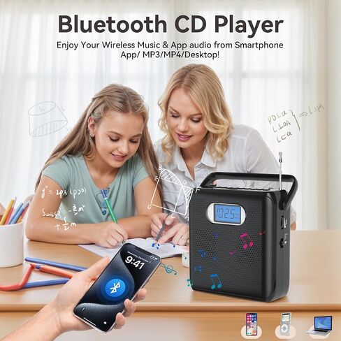 Gueray CD Player Bluetooth CD Player for Home with Speakers Dual Portable CD Players with Radio Timer Display Desktop Audio Boombox Support Sleep Music & Timer USB AUX TF Card Playback in Saudi Arabia