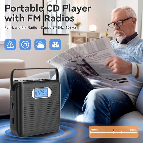 Gueray CD Player Bluetooth CD Player for Home with Speakers Dual Portable CD Players with Radio Timer Display Desktop Audio Boombox Support Sleep Music & Timer USB AUX TF Card Playback in Saudi Arabia