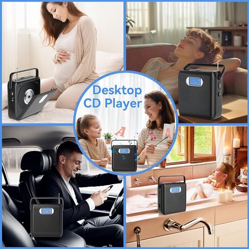 Gueray CD Player Bluetooth CD Player for Home with Speakers Dual Portable CD Players with Radio Timer Display Desktop Audio Boombox Support Sleep Music & Timer USB AUX TF Card Playback in Saudi Arabia