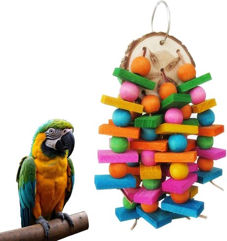 Bird Chew Toys, Natural Wood Toys Hanging Chewing Toys Aviary Cage Accessories for African Grey, Parrotlet,Cockatoos, Parrots, Parakeet, Cockatiel, Conures, Budgie, Lovebirds in Saudi Arabia