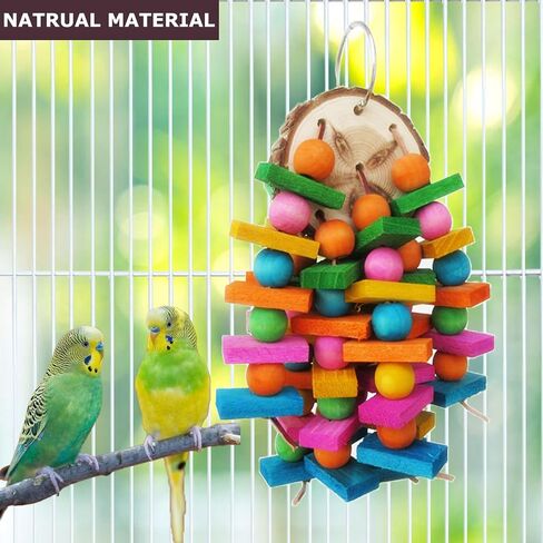 Bird Chew Toys, Natural Wood Toys Hanging Chewing Toys Aviary Cage Accessories for African Grey, Parrotlet,Cockatoos, Parrots, Parakeet, Cockatiel, Conures, Budgie, Lovebirds in Saudi Arabia