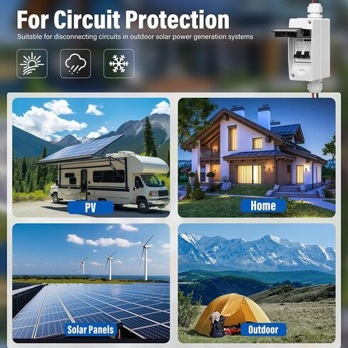 Solar Panels Disconnect Switch 32Amp AC Solar Shut Off Switch 400V 2 Poles Outdoor DC Small Miniature Circuit Breaker Box, IP65 Waterproof UV-Proof for Solar PV Homes in Saudi Arabia