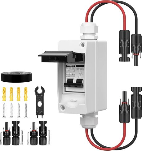 الألواح الشمسية قطع التبديل 32Amp AC الشمسية إيقاف التبديل 400V 2 البولنديين في الهواء الطلق DC صغير مربع قواطع دوائر مصغرة، IP65 مقاوم للماء للأشعة فوق البنفسجية للمنازل الكهروضوئية الشمسية in Saudi Arabia