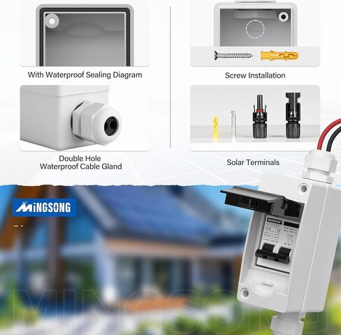 الألواح الشمسية قطع التبديل 32Amp AC الشمسية إيقاف التبديل 400V 2 البولنديين في الهواء الطلق DC صغير مربع قواطع دوائر مصغرة، IP65 مقاوم للماء للأشعة فوق البنفسجية للمنازل الكهروضوئية الشمسية in Saudi Arabia