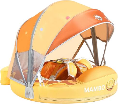 عوامة سباحة للأطفال صلبة غير قابلة للنفخ من مامبوبابي مع مظلة للحماية من أشعة الشمس بعامل حماية من أشعة الشمس 50+، أحدث عوامة لحمام السباحة للأطفال مع ذيل، عوامة سباحة للأطفال من مامبو بيبي، حلقة سباحة ذكية لتدريب الأطفال على السباحة in Kuwait