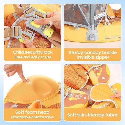 عوامة سباحة للأطفال صلبة غير قابلة للنفخ من مامبوبابي مع مظلة للحماية من أشعة الشمس بعامل حماية من أشعة الشمس 50+، أحدث عوامة لحمام السباحة للأطفال مع ذيل، عوامة سباحة للأطفال من مامبو بيبي، حلقة سباحة ذكية لتدريب الأطفال على السباحة in Kuwait