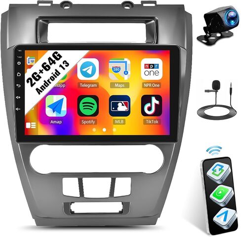 SIXWIN 1G+32G Android 13 Car Radio for Ford Fusion Mondeo Mustang 2009-2012 10.1 Inch Touch Screen with CarPlay Android Auto Mirror Link Bluetooth FM GPS Navigation HiFi WiFi SWC Backup Camera MIC in Saudi Arabia