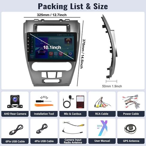 SIXWIN 1G+32G Android 13 Car Radio for Ford Fusion Mondeo Mustang 2009-2012 10.1 Inch Touch Screen with CarPlay Android Auto Mirror Link Bluetooth FM GPS Navigation HiFi WiFi SWC Backup Camera MIC in Saudi Arabia