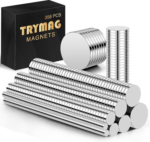 مغناطيسات أرضية نادرة من TRYMAG، 7 مغناطيسات صغيرة مختلفة الحجم، 358 قطعة مغناطيس النيوديميوم شديد التحمل، مغناطيس ثلاجة صغير دائري للسبورة البيضاء، الثلاجة، الأعمال اليدوية، مغناطيس الثلاجة in Kuwait