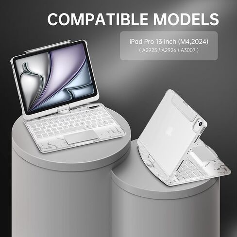 حافظة GUSGU لجهاز iPad Air M2 2024 مقاس 11 بوصة مع لوحة مفاتيح لاسلكية ولوحة تتبع وحامل دوار 360 درجة لجهاز iPad Air 5th/4th مقاس 10.9 بوصة، وحافظة iPad Pro 4/3/2/1 مقاس 11 بوصة، وiPad Air 10.9، وiPad Pro 11، أسود in Kuwait