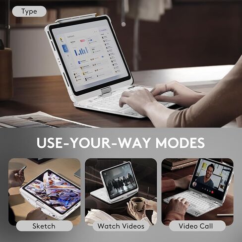 حافظة GUSGU لجهاز iPad Air M2 2024 مقاس 11 بوصة مع لوحة مفاتيح لاسلكية ولوحة تتبع وحامل دوار 360 درجة لجهاز iPad Air 5th/4th مقاس 10.9 بوصة، وحافظة iPad Pro 4/3/2/1 مقاس 11 بوصة، وiPad Air 10.9، وiPad Pro 11، أسود in Kuwait