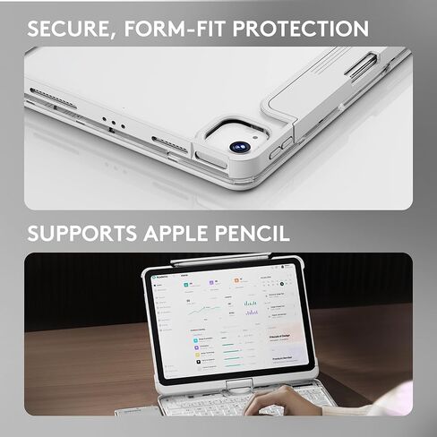 حافظة GUSGU لجهاز iPad Air M2 2024 مقاس 11 بوصة مع لوحة مفاتيح لاسلكية ولوحة تتبع وحامل دوار 360 درجة لجهاز iPad Air 5th/4th مقاس 10.9 بوصة، وحافظة iPad Pro 4/3/2/1 مقاس 11 بوصة، وiPad Air 10.9، وiPad Pro 11، أسود in Kuwait