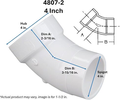 NIBCO U48062 2" PVC DWV Spigot x Hub 45 Degree Street Elbow Fitting (Pack of 3) in Saudi Arabia