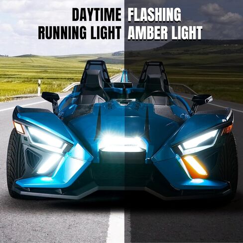 A & UTV PRO Front Lower Accent Panel & LED Light Kit for Polaris Slingshot S SL 2020-2024, Daytime Running Light & Yellow Turn Signal Accessories, Replace OEM # 5454402, 5454401, 2884606 in Saudi Arabia