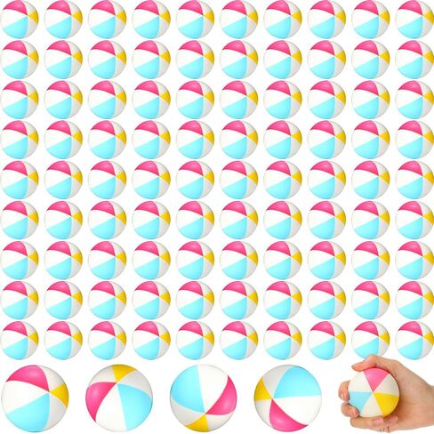 Jexine 150 Pcs Mini Beach Stress Balls Bulk, 2.5 inches Small Beach Balls Mini Rainbow Squeeze Balls Toys for Beach Party Favors Girls Boys Birthday Hawaiian Summer Water Games Supplies in Saudi Arabia