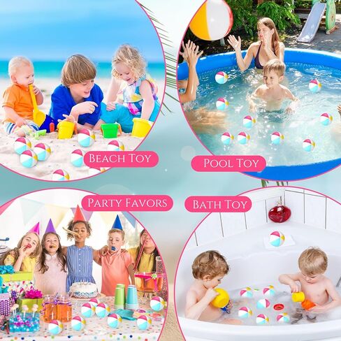 Jexine 150 Pcs Mini Beach Stress Balls Bulk, 2.5 inches Small Beach Balls Mini Rainbow Squeeze Balls Toys for Beach Party Favors Girls Boys Birthday Hawaiian Summer Water Games Supplies in Saudi Arabia