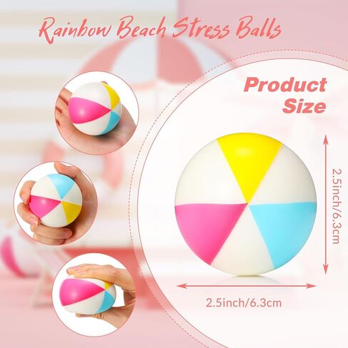 Jexine 150 Pcs Mini Beach Stress Balls Bulk, 2.5 inches Small Beach Balls Mini Rainbow Squeeze Balls Toys for Beach Party Favors Girls Boys Birthday Hawaiian Summer Water Games Supplies in Saudi Arabia