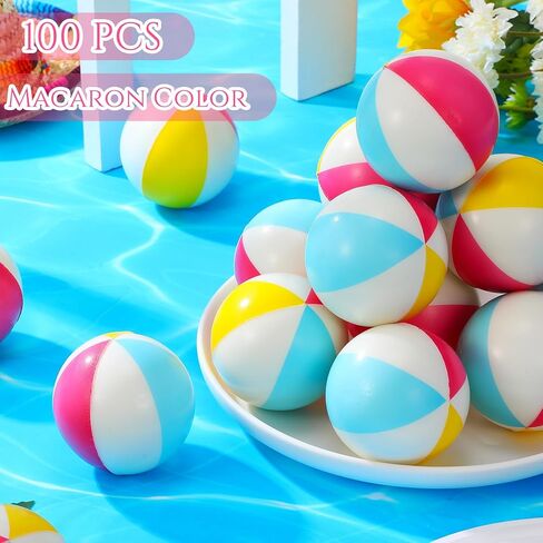 Jexine 150 Pcs Mini Beach Stress Balls Bulk, 2.5 inches Small Beach Balls Mini Rainbow Squeeze Balls Toys for Beach Party Favors Girls Boys Birthday Hawaiian Summer Water Games Supplies in Saudi Arabia