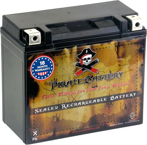 Pirate Battery YB14L-A2 Conventional Replacement Battery for Motorcycle and Snowmobile: 12 Volts, 1.4 Amps, 14Ah, Nut and Bolt (T3) Terminal in Kuwait