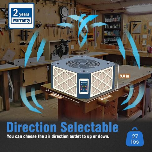 360 Degree Intake Air System Woodworking Shop - (1350CFM) with Strong Vortex Fan, Built-in Ionizer, Shop Dust Collectors, Hanging for Garage, Works Shop, KingMaster F12D Gray (2024 Updated) in Saudi Arabia