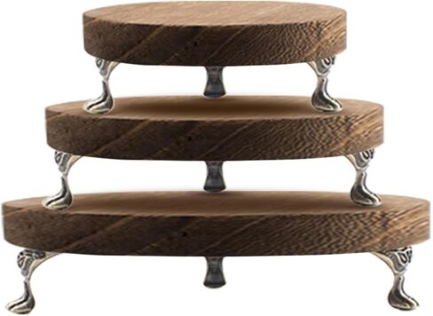 3 PCS Wooden Display Riser for Display, 5.9 Inch Round Display Stand, Wood Riser Pedestal Display Stand for Home Decor and Organizer Farmhouse Vintage Rustic Display Risers for Tiered Tray Decor in Saudi Arabia
