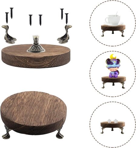 3 PCS Wooden Display Riser for Display, 5.9 Inch Round Display Stand, Wood Riser Pedestal Display Stand for Home Decor and Organizer Farmhouse Vintage Rustic Display Risers for Tiered Tray Decor in Saudi Arabia