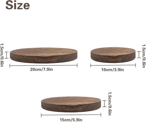 3 PCS Wooden Display Riser for Display, 5.9 Inch Round Display Stand, Wood Riser Pedestal Display Stand for Home Decor and Organizer Farmhouse Vintage Rustic Display Risers for Tiered Tray Decor in Saudi Arabia