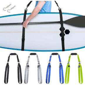 SUP Kayak Carry Strap Adjustable Shoulder Strap with 2 Kayak Storage Hooks, Surfboards, Longboards and Kayaks Adjustable Heavy-Duty Carrying Strap, Accessories Padded Over The Shoulder Sling (Grey) in Kuwait