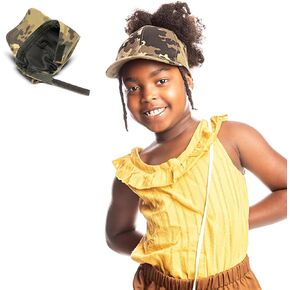 قبعة بيسبول مبطنة بالساتان للبنات | قبعة ذيل حصان للشعر الطبيعي المجعد للأطفال | كاب بدون ظهر | قبعة شعر مجعدة للأطفال من الدنيم in Kuwait