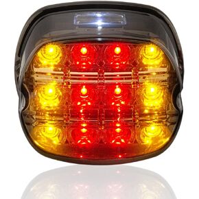 HAZAWA Layback مصباح LED خلفي ضوء الفرامل الخلفية مجموعة المصابيح الخلفية المدخنة متوافقة مع Harley Davidson Sportster 883 1200 Dyna Road King Electra Glide Softail Street Glide Touring (أسود)