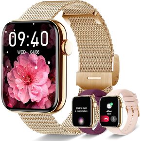 ساعة ذكية للنساء مع اتصال بلوتوث بتقنية AI Voice 1.85 بوصة، متتبع نشاط اللياقة البدنية، معدل ضربات القلب/مراقبة النوم/عداد الخطى/السعرات الحرارية 100+ أوضاع رياضية مقاومة للماء، ساعات ذكية نسائية لهواتف IOS&Android in Kuwait