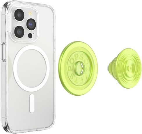 PopSockets Round Phone Grip Compatible with MagSafe, Adapter Ring Included, Phone Holder, Wireless Charging Compatible - Swirl Oasis Keylime in Saudi Arabia