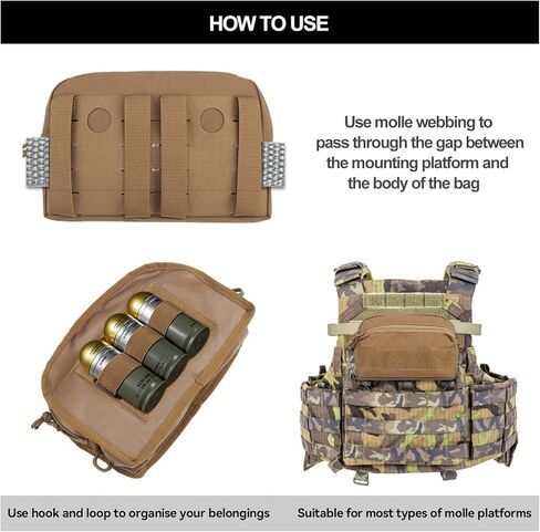 حقيبة AOUTACC الصغيرة التكتيكية MOLLE، الحقيبة الإدارية Molle، جيب منظم صغير بسحاب، حقيبة الصدر الصغيرة Molle للسترة التكتيكية ولوحة المنظم in Kuwait